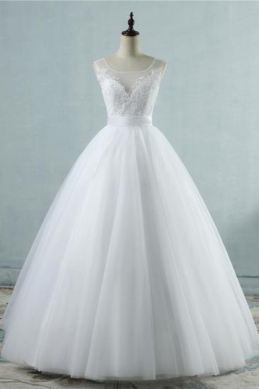 TsClothzone Chic Square Neckling Sleeveless Wedding Dresses White Tulle Lace Bridal Gowns On Sale_1