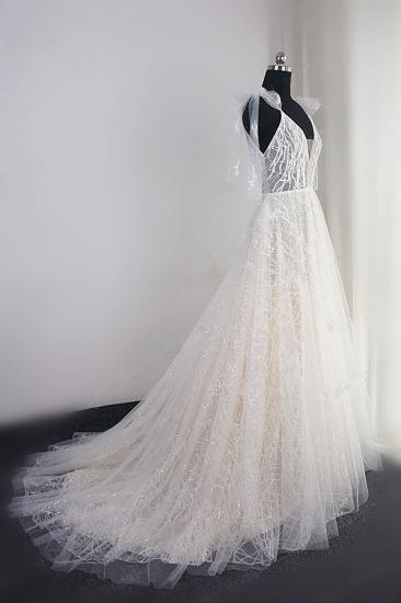TsClothzone Gorgeous Spaghetti Straps Tulle Wedding Dress Beading V-Neck Sleeveless Bridal Gowns Online_4