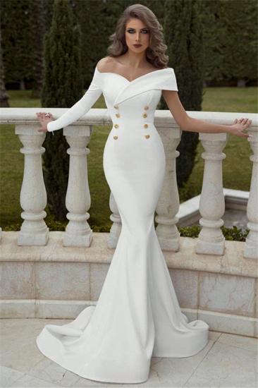 Off The Shoulder Sexy Mermaid Evening Gowns | One Sleeve Elegant Formal Wedding Reception Dress