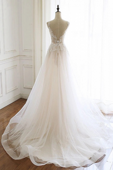 TsClothzone Gorgeous White Tulle Lace Long Wedding Dress Sleeveless Custom Size Bridal Gowns On Sale_3
