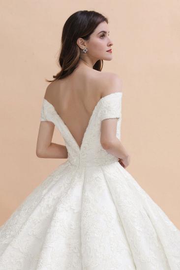 Erschwingliche Träger Weißes Tüll-Hochzeitskleid | Applikationen Spitze A-Linie Brautkleider_3
