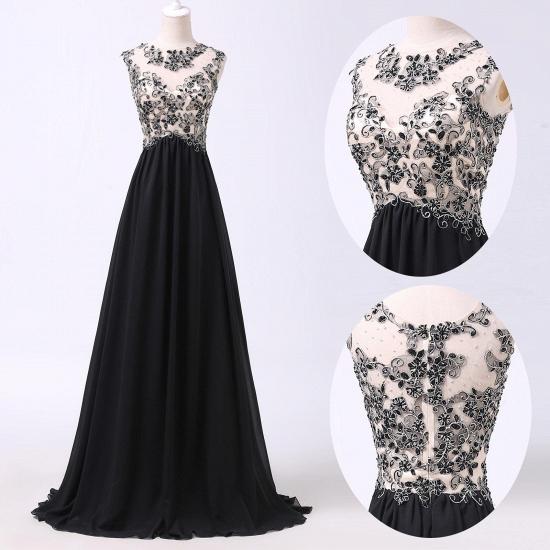 Elegant Black Chiffon Long Evening Dress Popular Lace Plus Size Prom Gown_2
