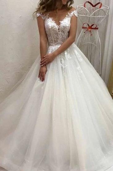 Stylish Tulle Lace Garden Wedding Dress Off Shoulder_1
