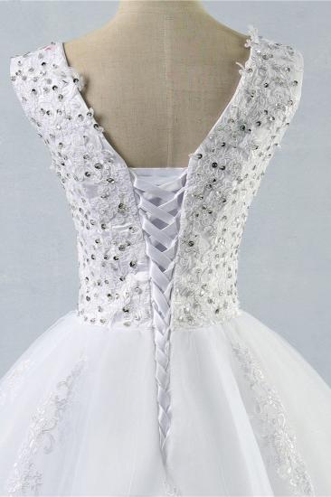 TsClothzone Stunning V-Neck Sequins Tulle Wedding Dresses A-Line Lace Appliques Bridal Gowns Online_6