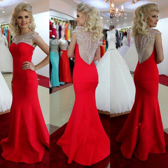 Sexy Mermaid Prom Dress Red Beading 2022 Evening Dress_3
