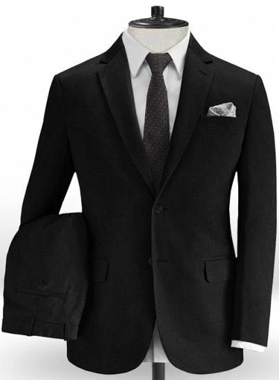 100% cotton black notched lapel two-piece suit_1