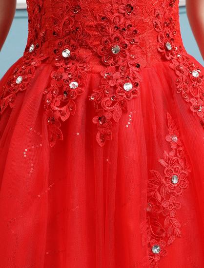 Sleeveless Ruby Jewel Tulle Lace Ball Gown Wedding Dresses Long_7
