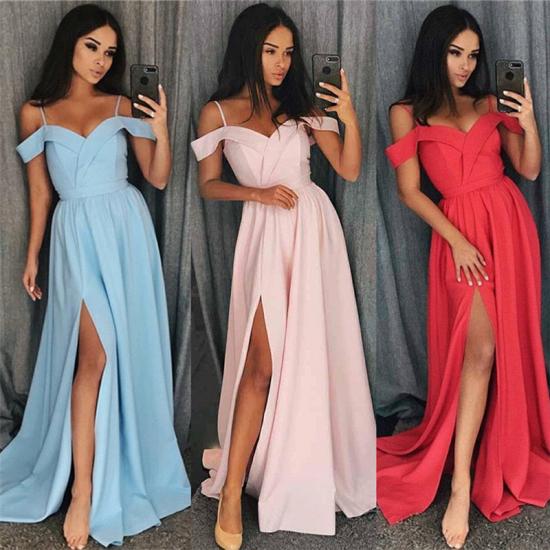 Amazing Cheap Prom Dresses 2022 | Side Slit Spaghetti Straps Sexy Formal Dresses_3