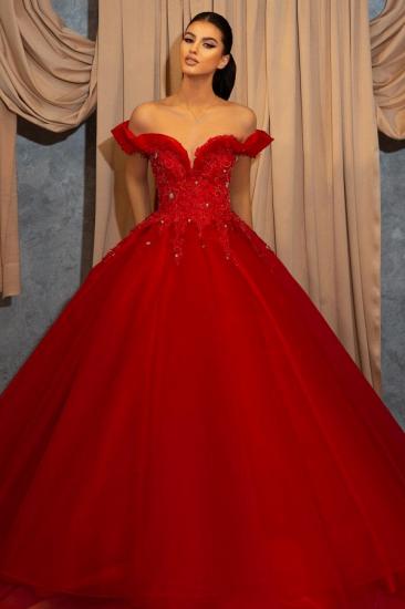 Inexpensive Red Card Shoulder Glitter Evening Dress | Long Tulle Evening Dress_1