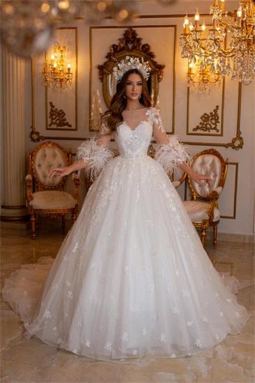 Elegant Wedding Dresses A Line Lace | Wedding dresses with sleeves_1