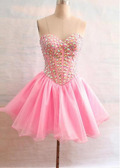 Latest Crystal Sweetheart Short Homecoming Dress Popular Lace-Up Mini Special Occasion Dresses_3