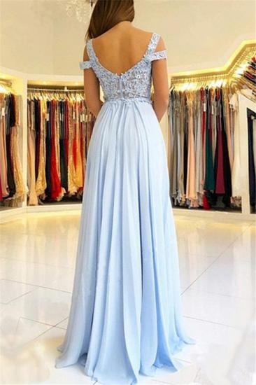 Lace Appliques Open Back Prom Dresses 2022 | Chiffon Sexy Slit Cheap Formal Evening Dress_4