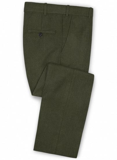 Seaweed green wool notched lapel casual suit | two-piece suit_3