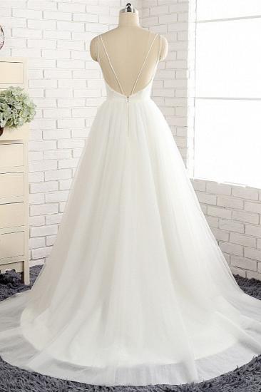 TsClothzone Affordable Spaghetti Straps White Wedding Dresses A-line Tulle Ruffles Bridal Gowns On Sale_3