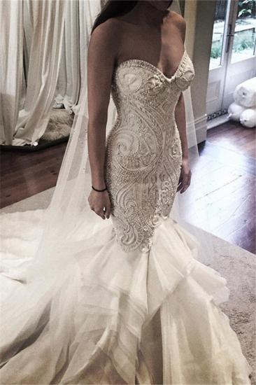 Glamorous Sweetheart Mermaid Wedding Dresses Online | 2022 Crystal Ruffles Sexy Wedding Dress