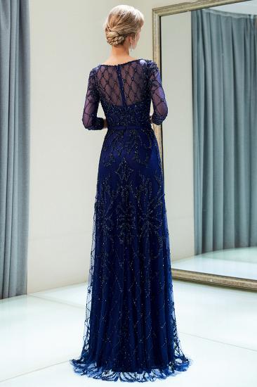 MELODY | A-line Illusion Neckline Long Beading Evening Gowns with Sleeves_17