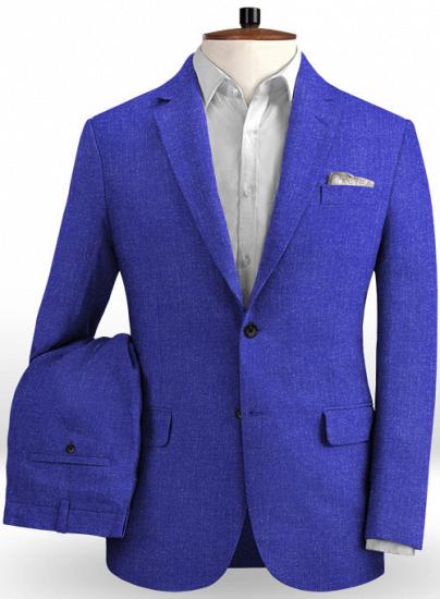 Casual business cobalt blue linen suit