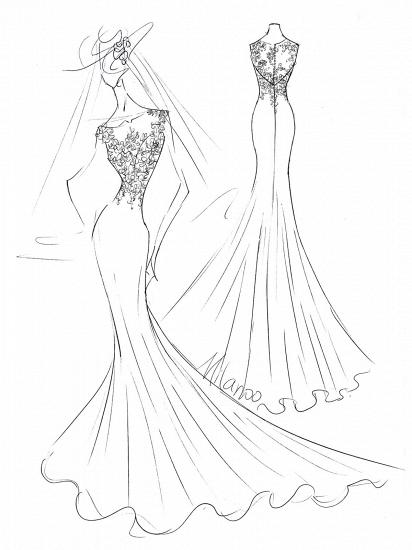 Chiffon Sleeveless Ivory Lace Appliques Mermaid Wedding Dresses Long_5