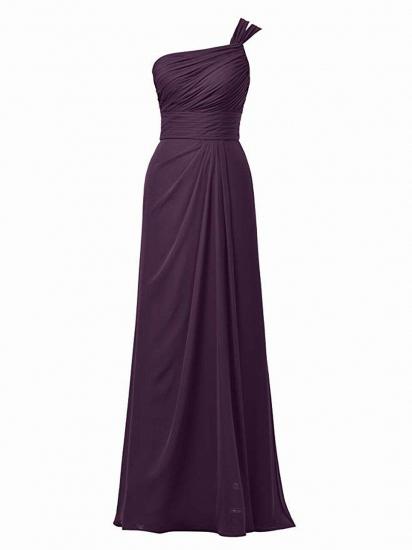 Grape Asymmetric Chiffon Long  Bridesmaid Dress