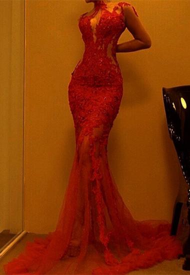 Herrliches rotes Meerjungfrau Abendkleid | Spitze Abendkleid zum Verkauf