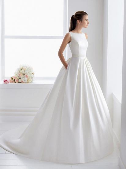 Ball Gown Wedding Dress Bateau Lace Polyester Regular Straps Bridal Gowns Elegant with Court Train