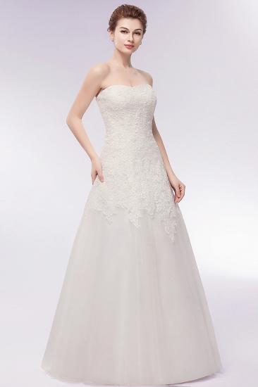 WIHELMINA | A-line Sweetheart Strapless Long Lace Tulle Wedding Dresses_11