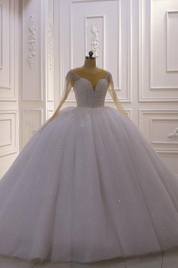Sparkly Jewel Sequined Long Sleeves Princess Wedding Dress