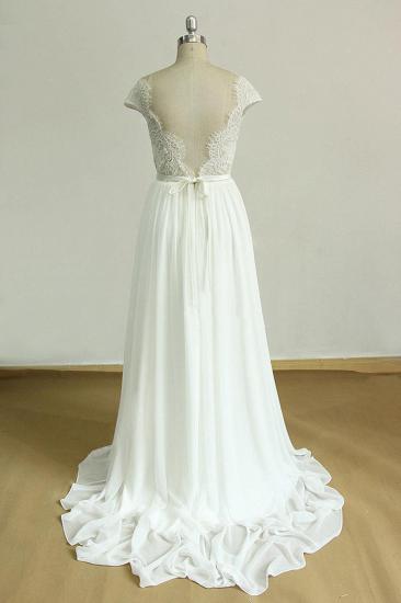 Gorgeous Appliques Chiffon Wedding Dress | White Shortsleeves A-line Bridal Gowns_3