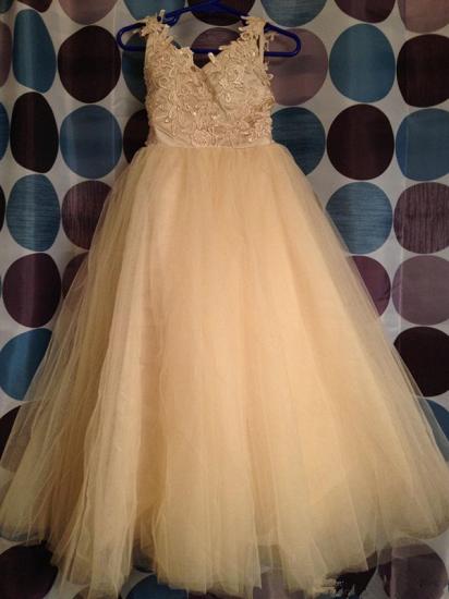 Cute Tulle Lace Applique 2022 Flower Girl Dresses Backless Long Bowknot Children Gowns_4