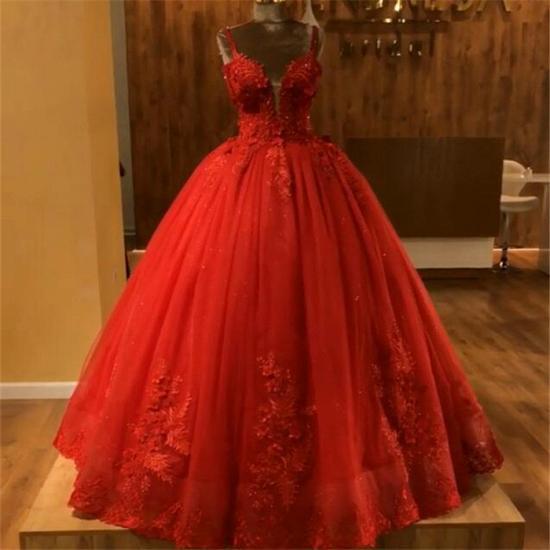 Red Straps Sleeveless Elegant Evening Dresses | 2022 Flowers Open Back Quinceanera Dresses with Beading_6