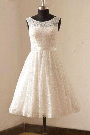 Nettes weißes kurzes Spitze-Strand-Hochzeits-Kleider preiswerter knielanger Reißverschluss populäres Sommer-Abschlussball-Kleid für Frauen