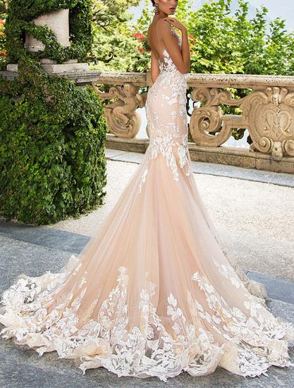 Glamorous Cap Sleeve Mermaid Bridal Gowns BA4325 | Lace Appliques Slim Wedding Dress_3