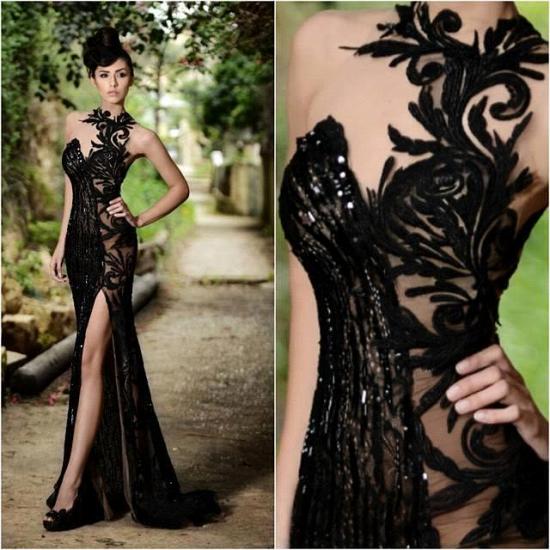 Sexy Black Prom Dress| Mermaid Evening Dress With Slit_5