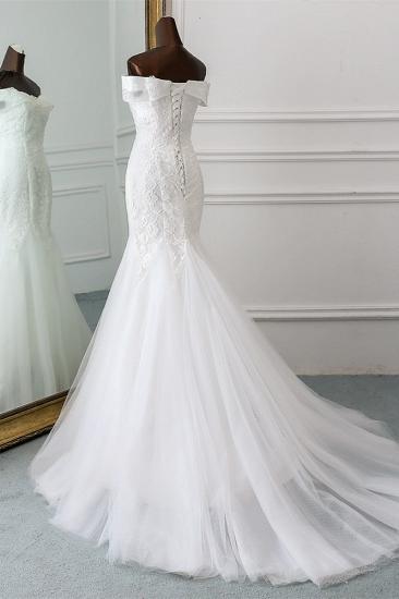 TsClothzone Glamorous Tulle Lace Off-the-Shoulder White Mermaid Wedding Dresses Online_5