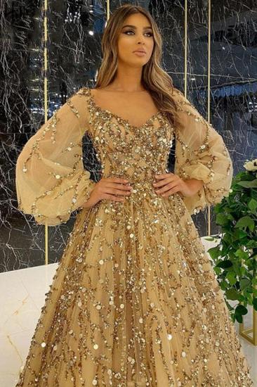 Designer Evening Dresses Long Gold | Glitter prom dresses_2
