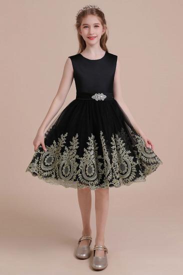 Modest Tulle A-line Flower Girl Dress | Appliques Satin Little Girls Pegeant Dress Online