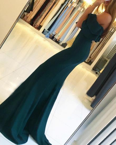 Simple Chiffon Strapless Front Split Prom Dress | Dark Green Prom Dress_3