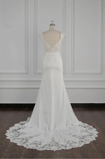 TsClothzone Elegant V-neck Chiffon Lace Wedding Dress Beadings Appliques Mermaid Bridal Gowns Online_3