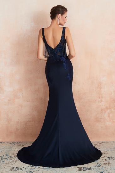 Caroline Carol | Dark Navy Tassel Sparkle Mermaid Prom Dress, Elegant Sleeveless Evening Gowns with Open Back_3