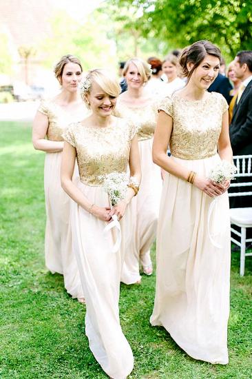 Elegant Lace Chiffon 2022 Bridesmaid Dress Cap Sleeves Wedding party Dress