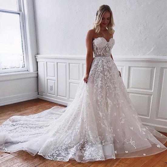 Gorgeous Sweetheart Sleeveless Wedding Dress with Tulle Floral  Appliques_3