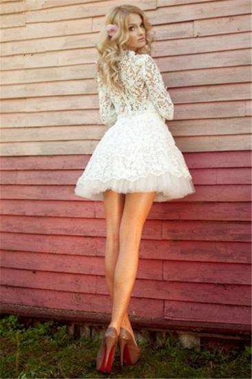 Half Sleeve Lace Bridal Shower Dress 2022 Cheap Tulle Miniskirt Party Dress with Flowers_4