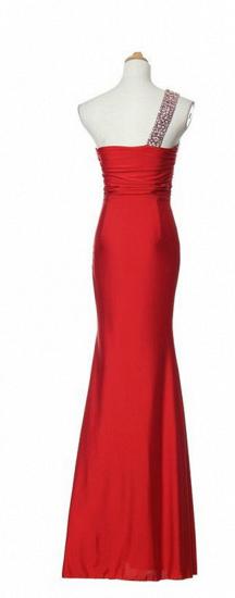 Red One Shoulder Mermaid Party Dresses Crystal Sexy 2022 Popular Long Evening Gowns_3