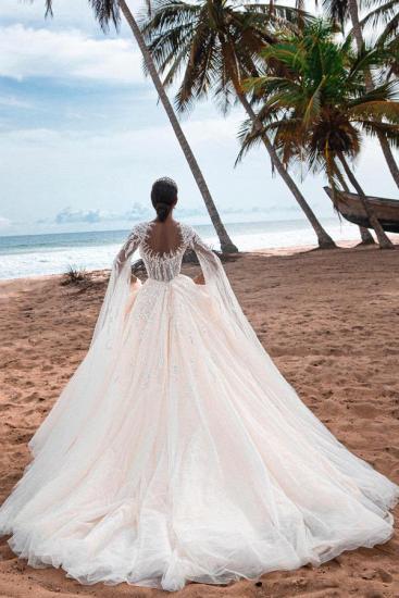 Designer wedding dresses A line | Glitter wedding dresses with sleeves_2