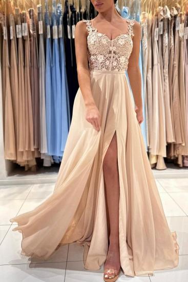 Simple Long Evening Dresses Cheap | Lace prom dresses_2