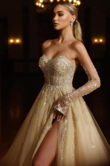 Beautiful wedding dresses with glitter | Wedding dresses A line lace_3