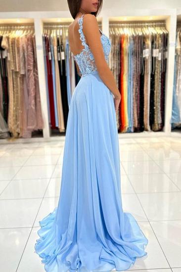 Simple evening dresses blue | Long Prom Dresses Cheap_5