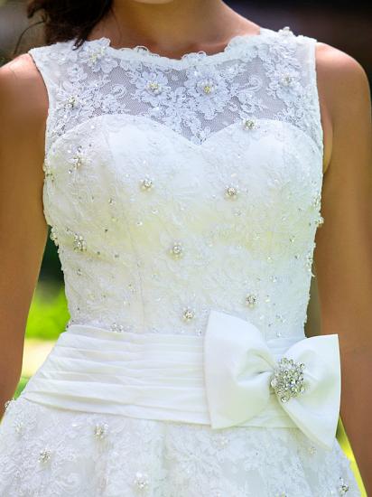 A-Line Wedding Dress Bateau Ankle Length Lace Straps White Bridal Gowns  On Sale_7