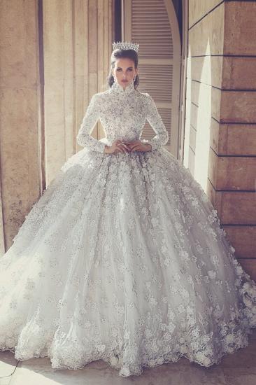 Lace Vintage Wedding Dresses with Sleeves | Luxury Ball Gown Dresses for Weddings with Appliques_1