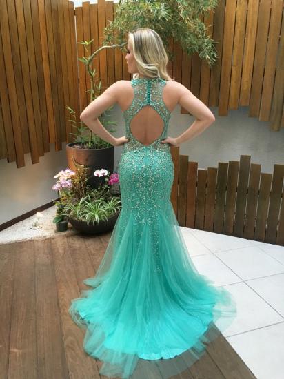 Gorgeous Mermaid Sleeveless Tulle Beads Zipper Prom Dress_2